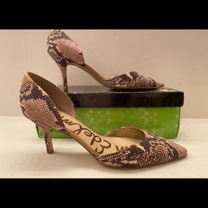 Sam Edelman Black Taupe Snakeskin Leather Pumps